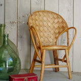 Vintage child armchair in chestnut wood