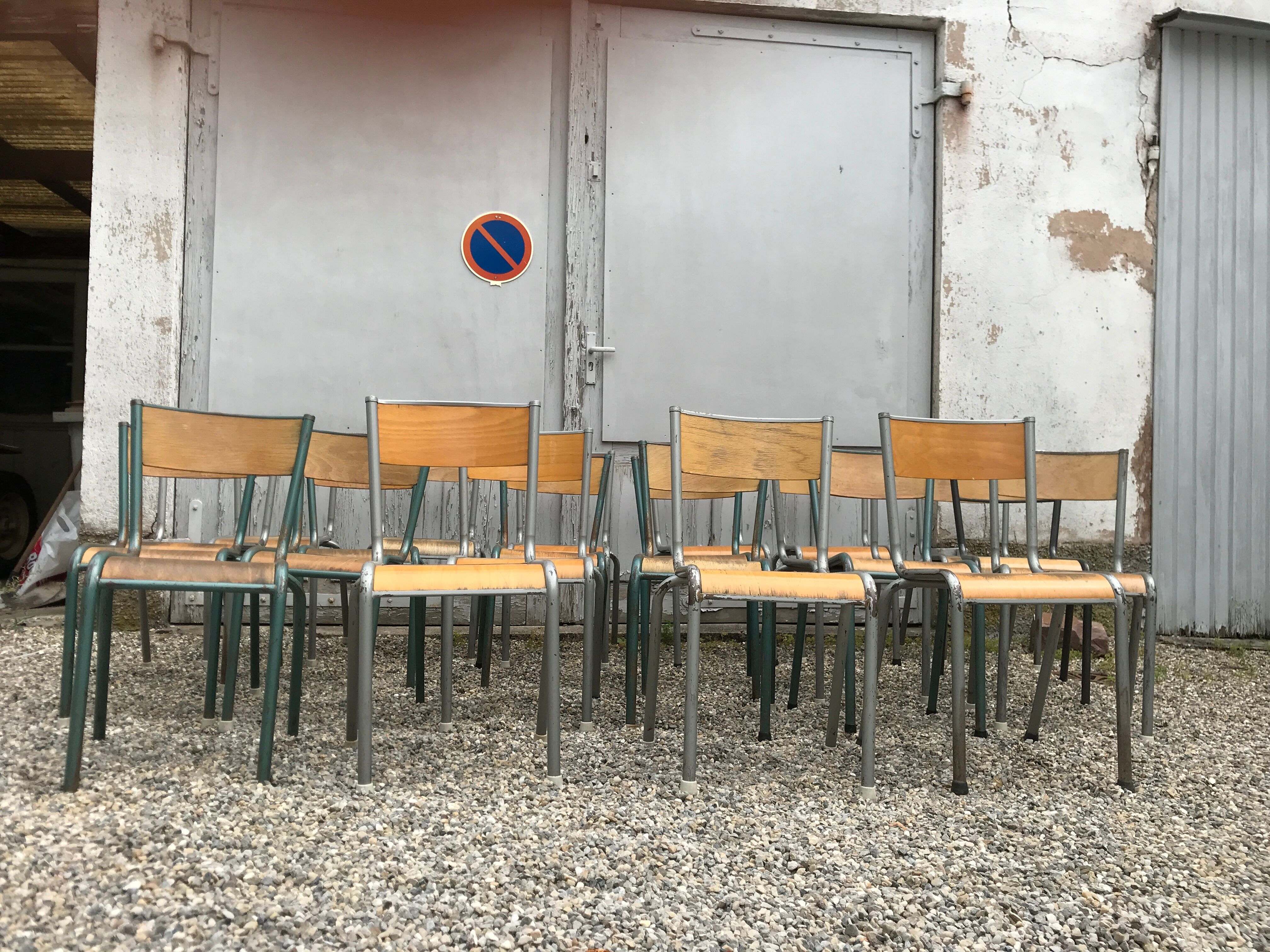 22 former vintage school chairs