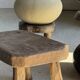 Small stool, oval solid teak accent stool wabi-sabi H25 45x31.
