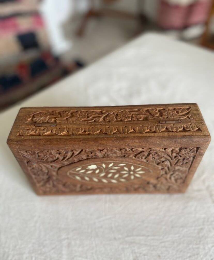 Indian carved wooden box