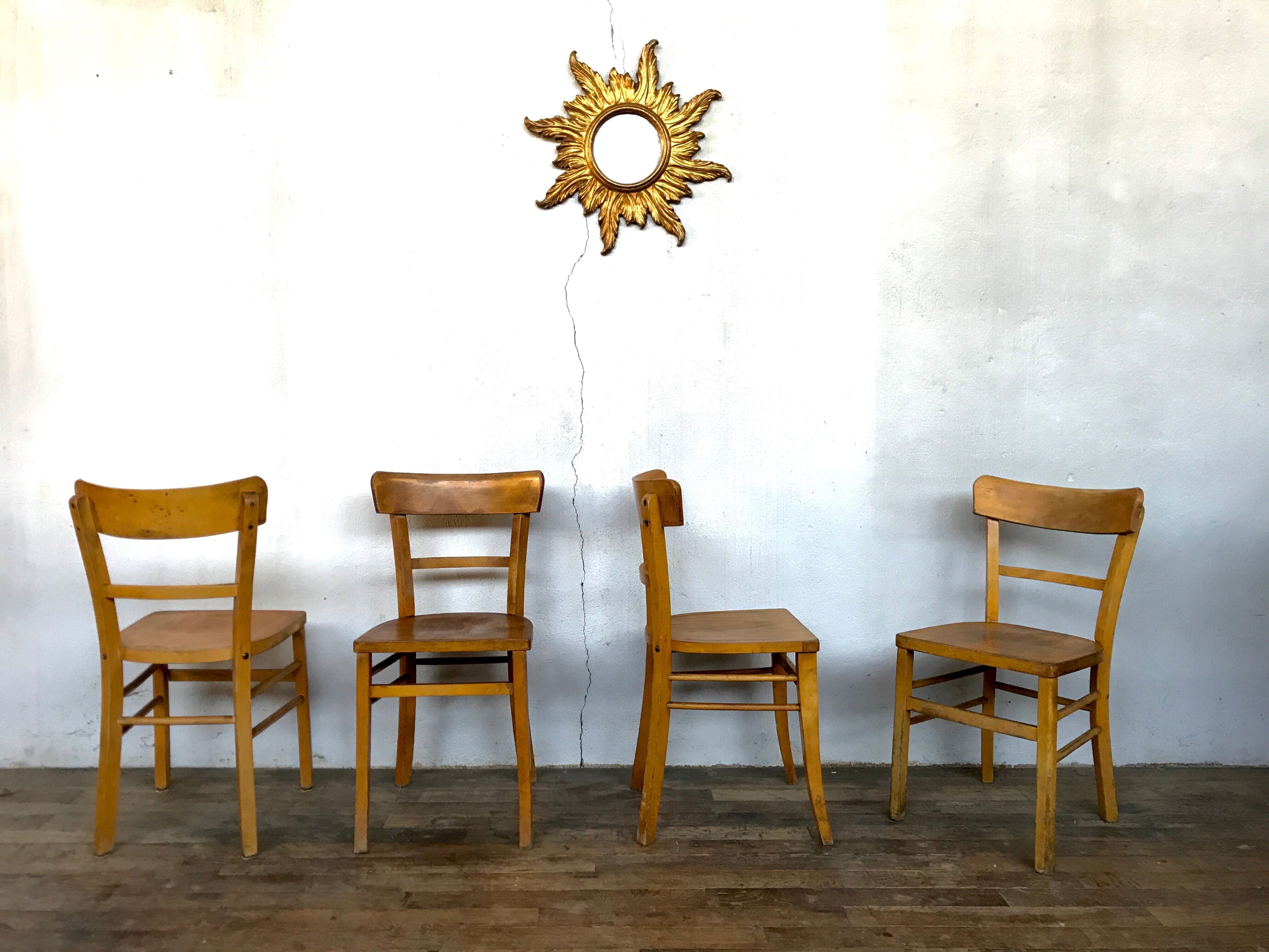 Série 4 chaises en bois troquet bistrot brasserie vintage 1950