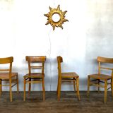 Série 4 chaises en bois troquet bistrot brasserie vintage 1950