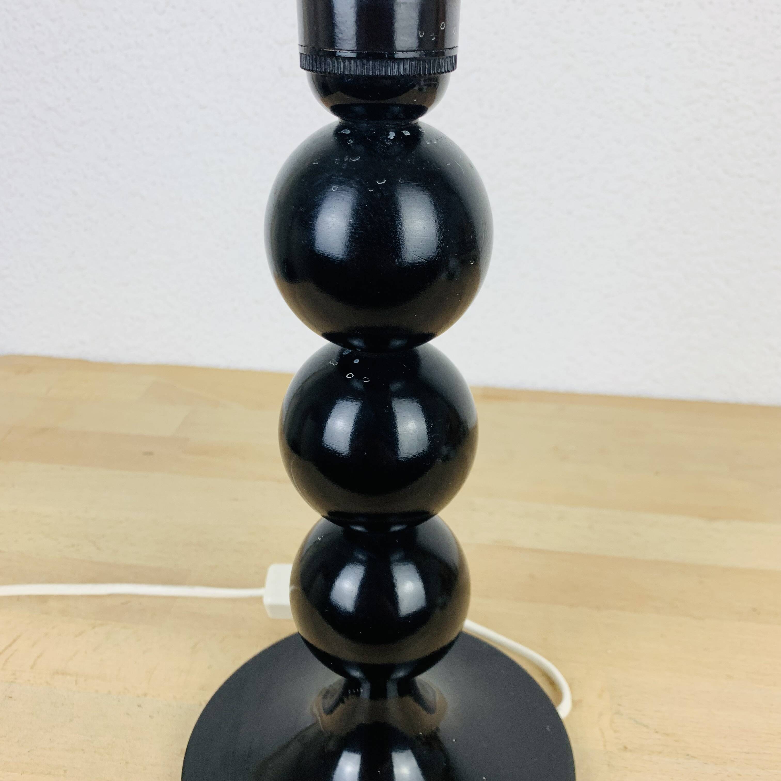 Black turned wood lamp seventies flower lampshade