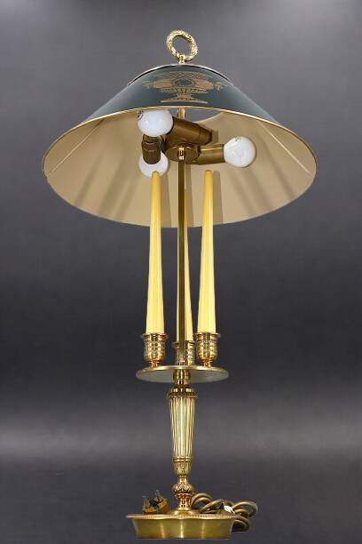 Bronze Bouillotte Lamp in Empire Style with Tin Shade
