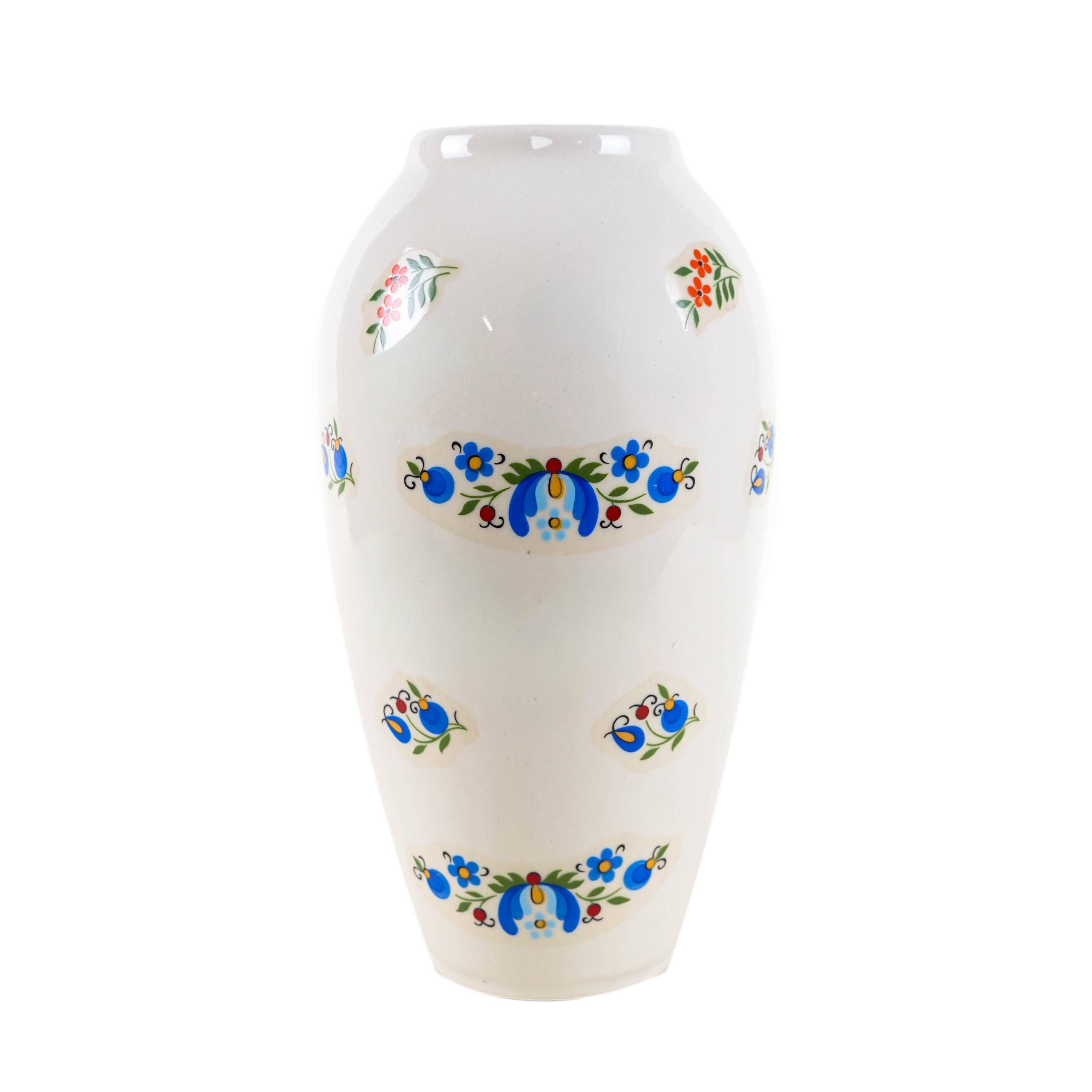 Porcelain vase, Kashubian design, 1980s, made in Poland