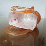 Vase "handbag" in orange Murano glass 60s 70s
