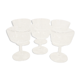 6 old glass champagne glasses