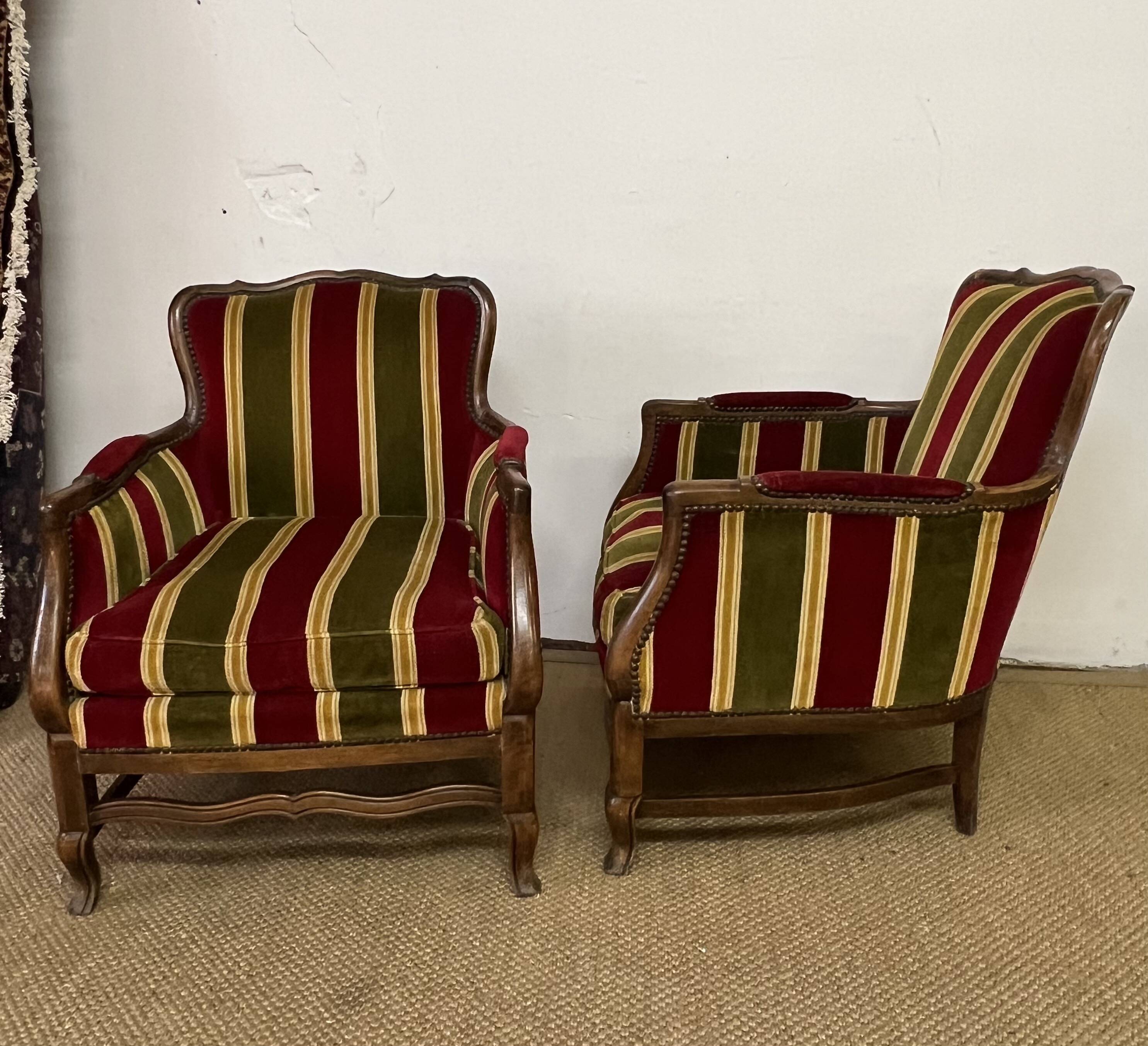 Pair of vintage convertible armchairs