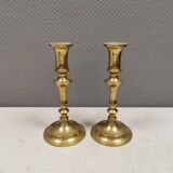 A set of vintage brass candlesticks. Denmark 1960-70s.