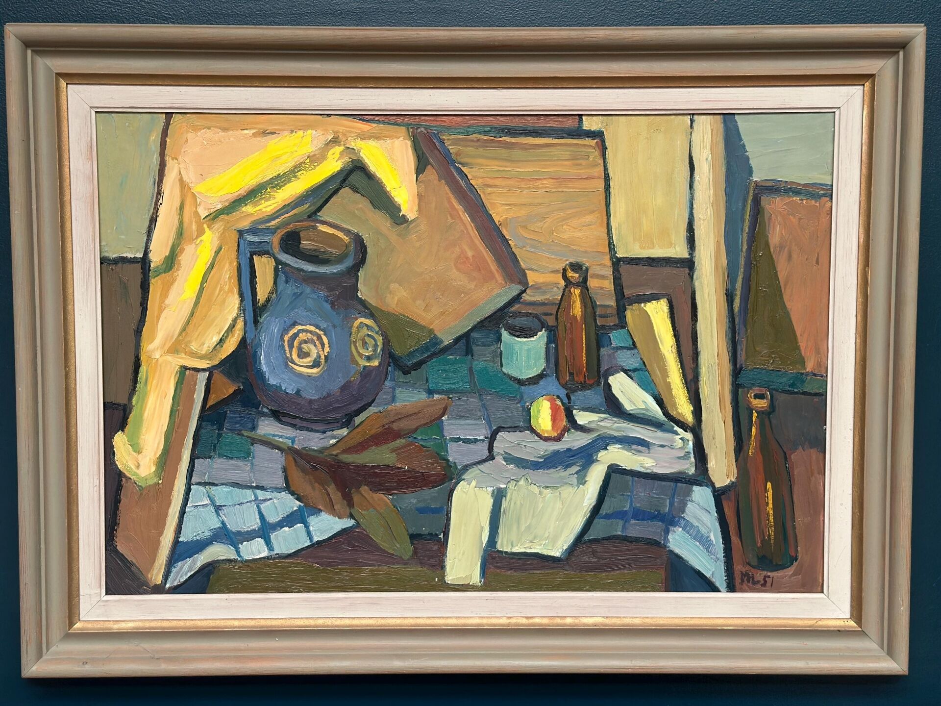 Oil on Panel – “Still Life with Jug and Bottles” by Martin Lindberg