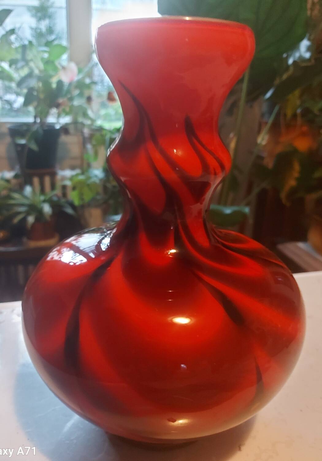 Vintage red opaline vase