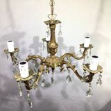5-light chandelier in bronze and pendants