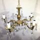 5-light chandelier in bronze and pendants