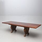 Grand Baroque-Style 11-Piece Dining Suite — Carved Oak & Oak Veneer — Table