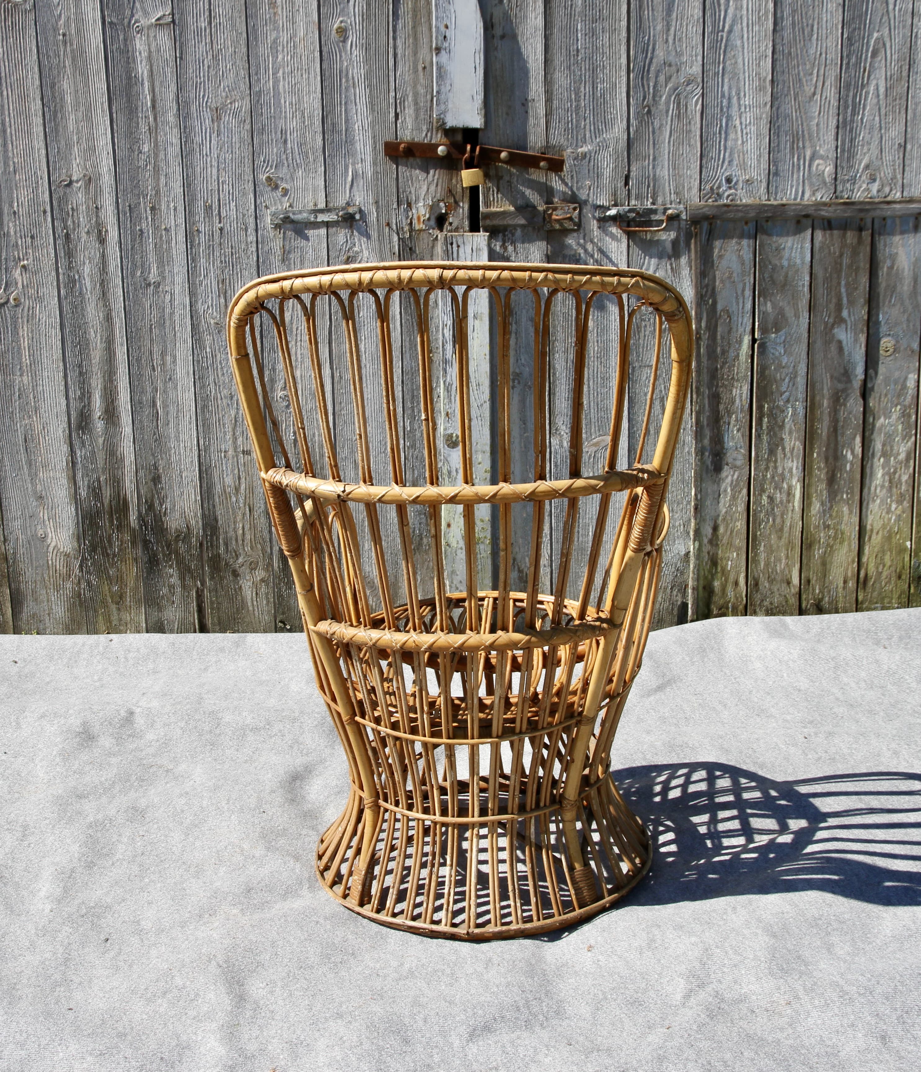 Emmanuelle-style wicker armchair, 20th century