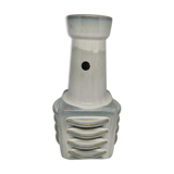 Vase vintage en grès , émail blanc et bleu de Einar Johansen  Soholm 1960 Danemark