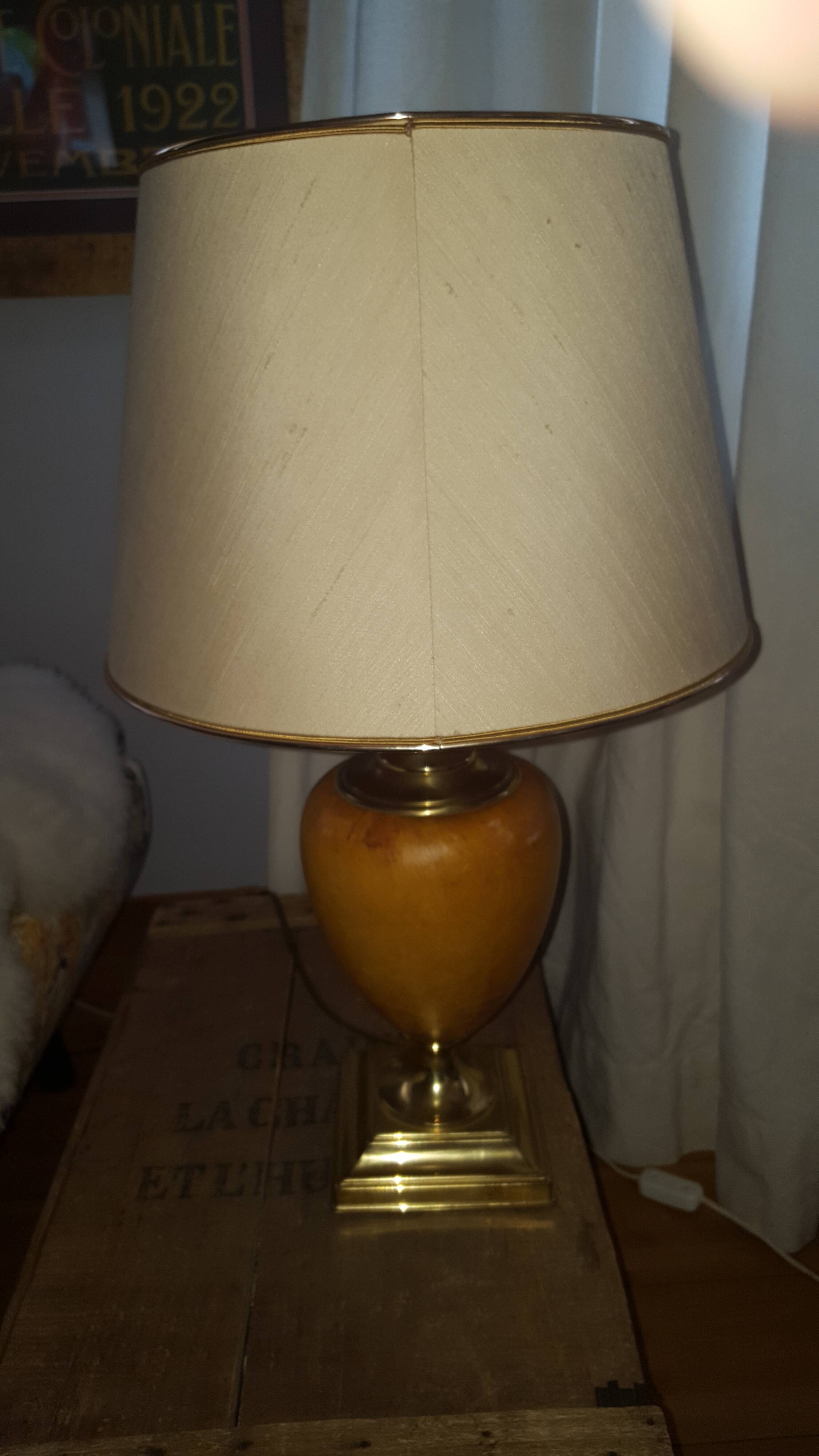 Lamp  dolphin, leather and brass