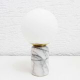 Table lamp in white marble and glass