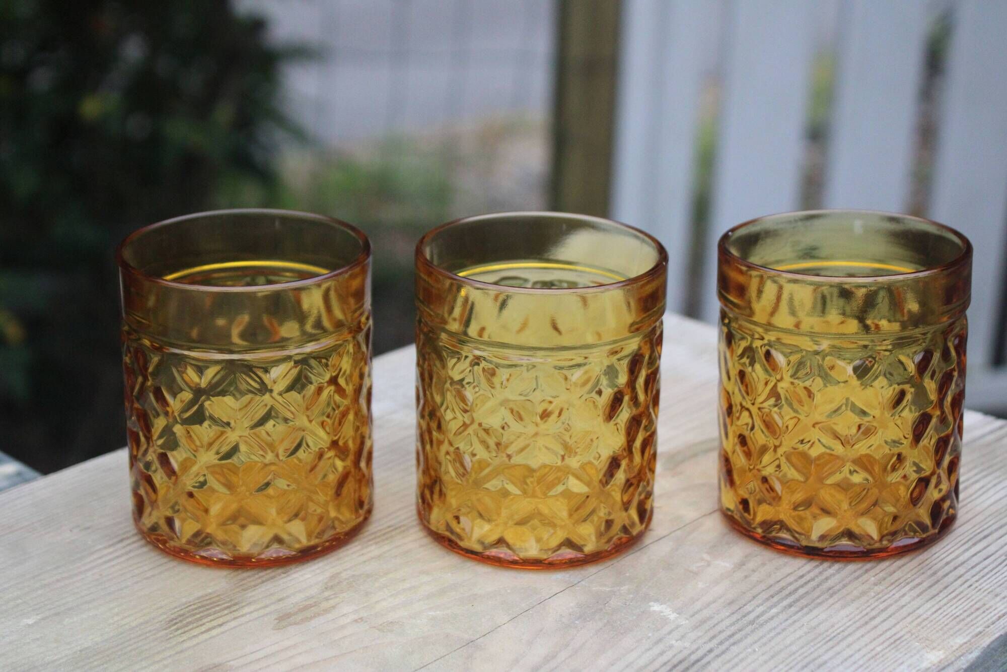 Set of 6 vintage Pernod amber glass glasses – H9 cm Ø7 cm – Bi collection