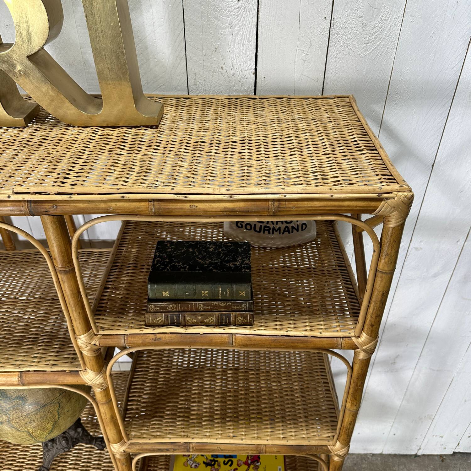 Bamboo and rattan shelf