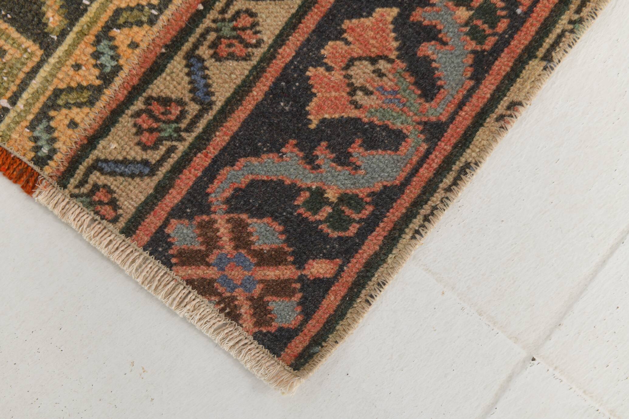 Salmon & Cream Turkish Vintage Runner Rug, 70x262Cm