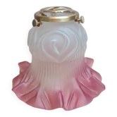Abat-jour ancien en verre dépoli rose