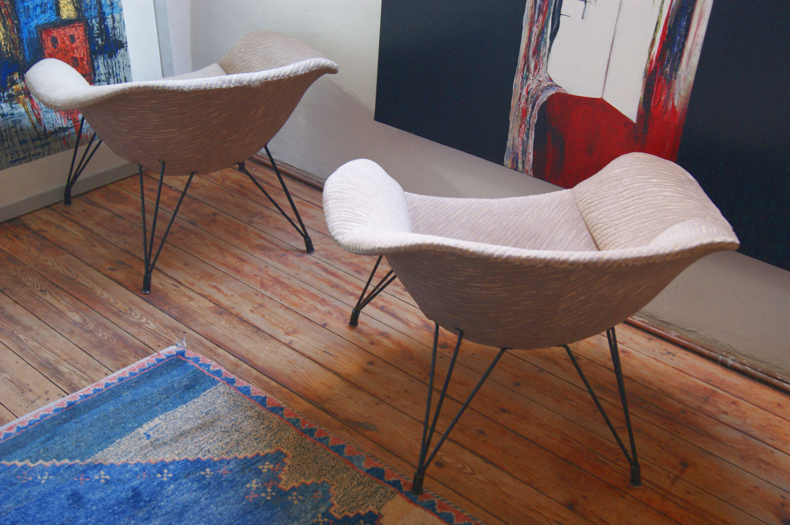 Pair of armchairs shell EGG rare rose PETAL Röthlisberger year 50