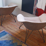 Pair of armchairs shell EGG rare rose PETAL Röthlisberger year 50