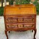 Louis XV solid wood and green leather writing desk secretary, 1950.