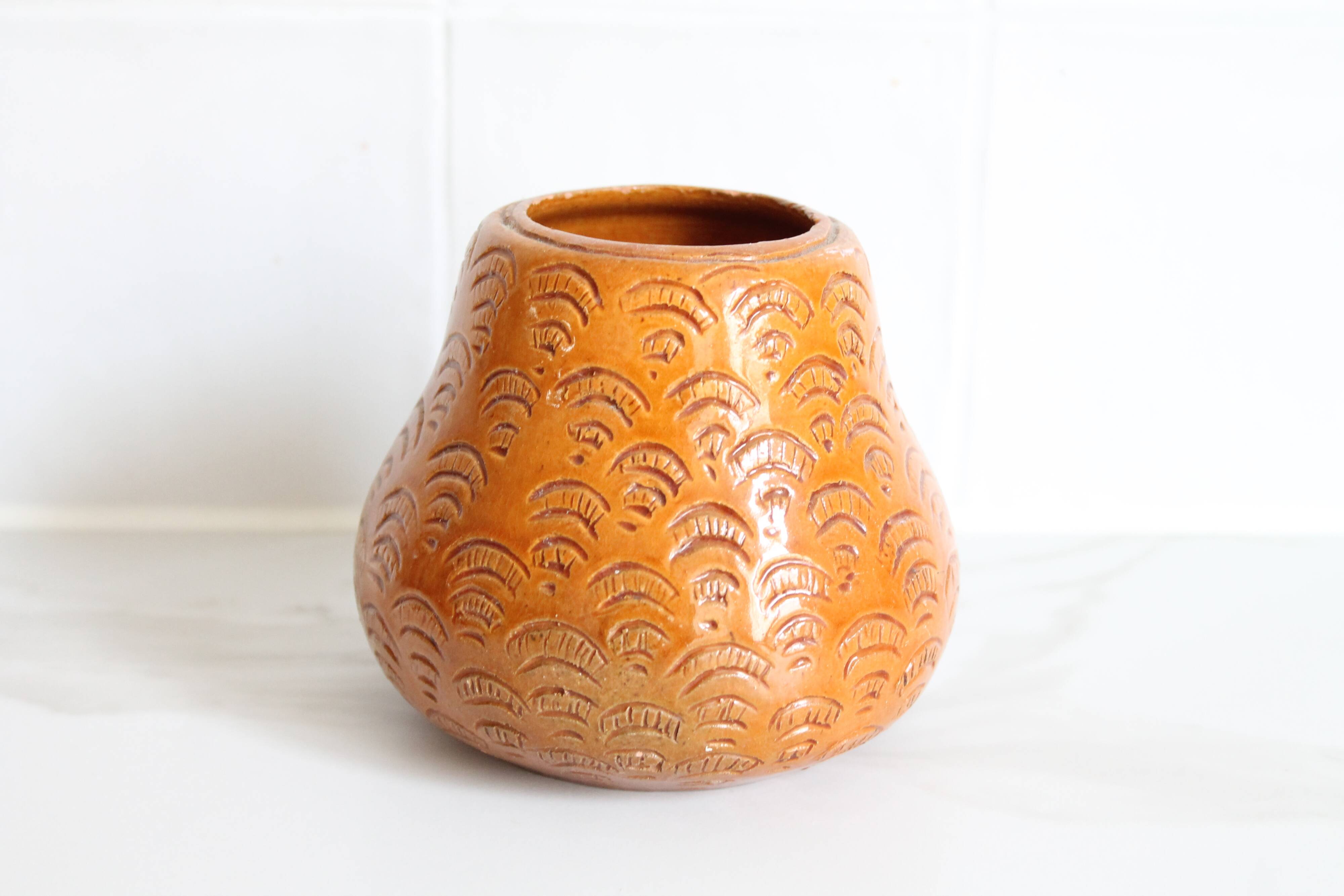 Ancient Albi pottery in glazed terracotta, ceramic vase.