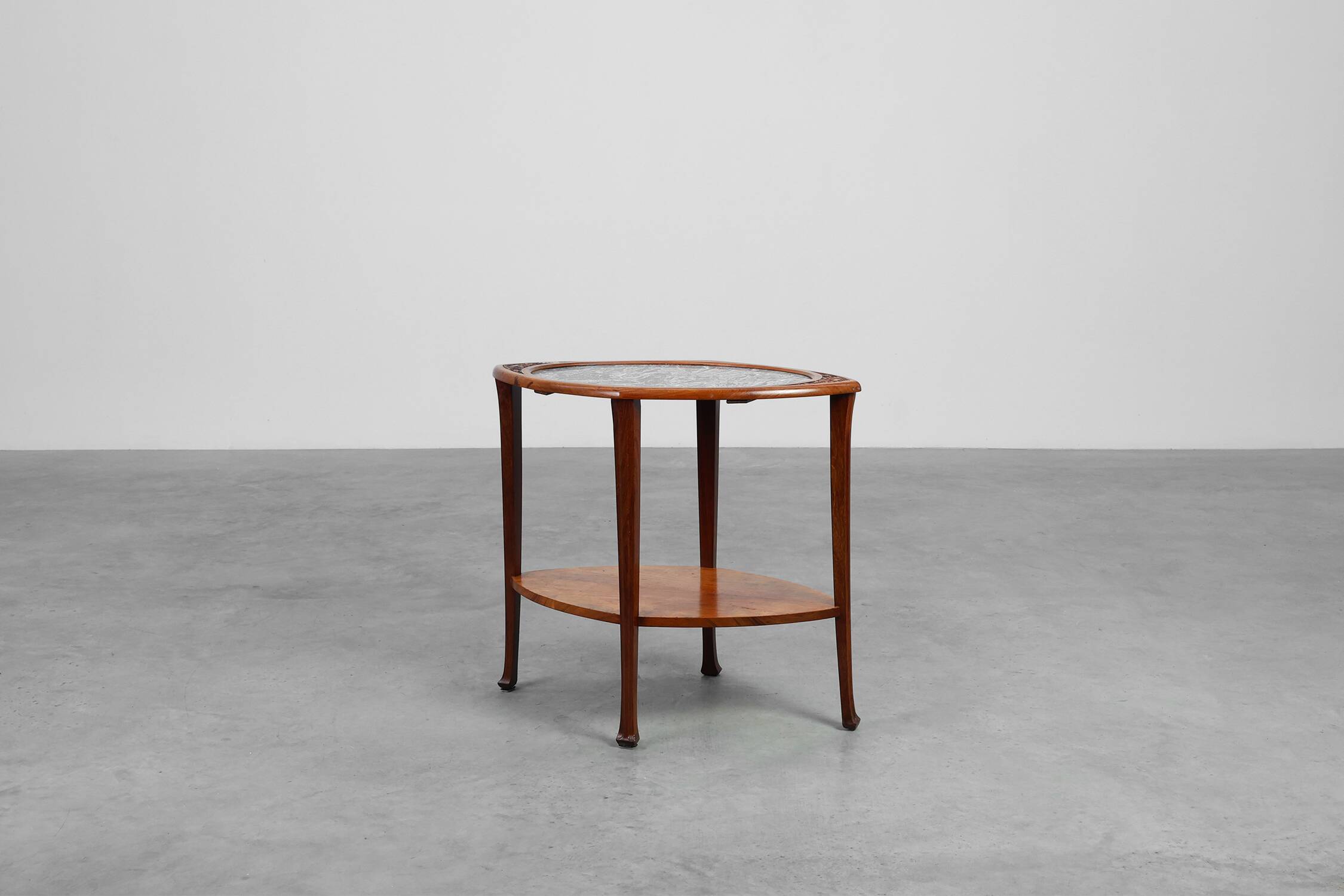 Art Nouveau Side Table in Walnut and Marble, France ca. 1915