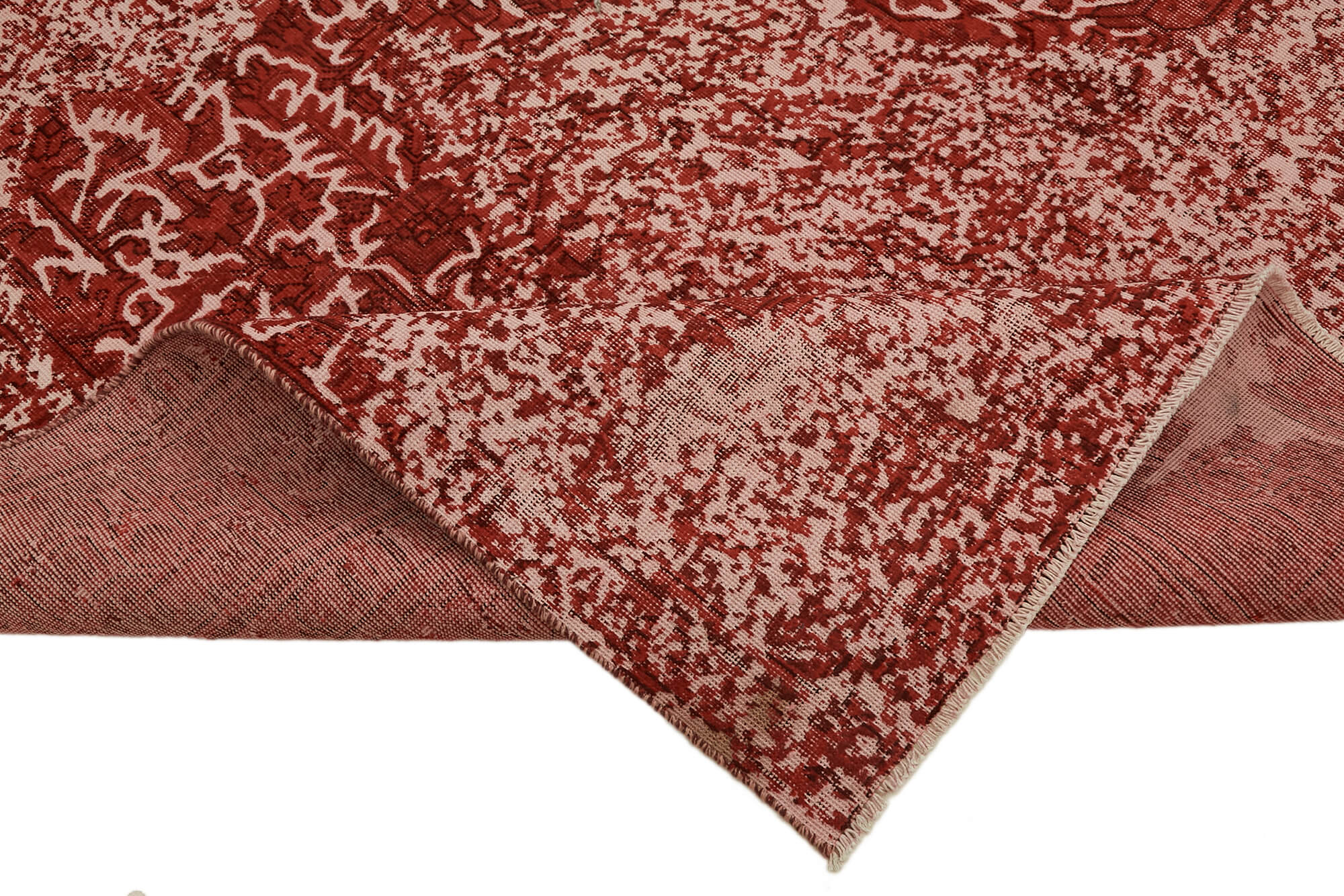 Tapis de laine rouge fait main oriental décoratif années 1980
