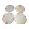 Set de 4 assiettes plates anciennes faience orchies décor art déco