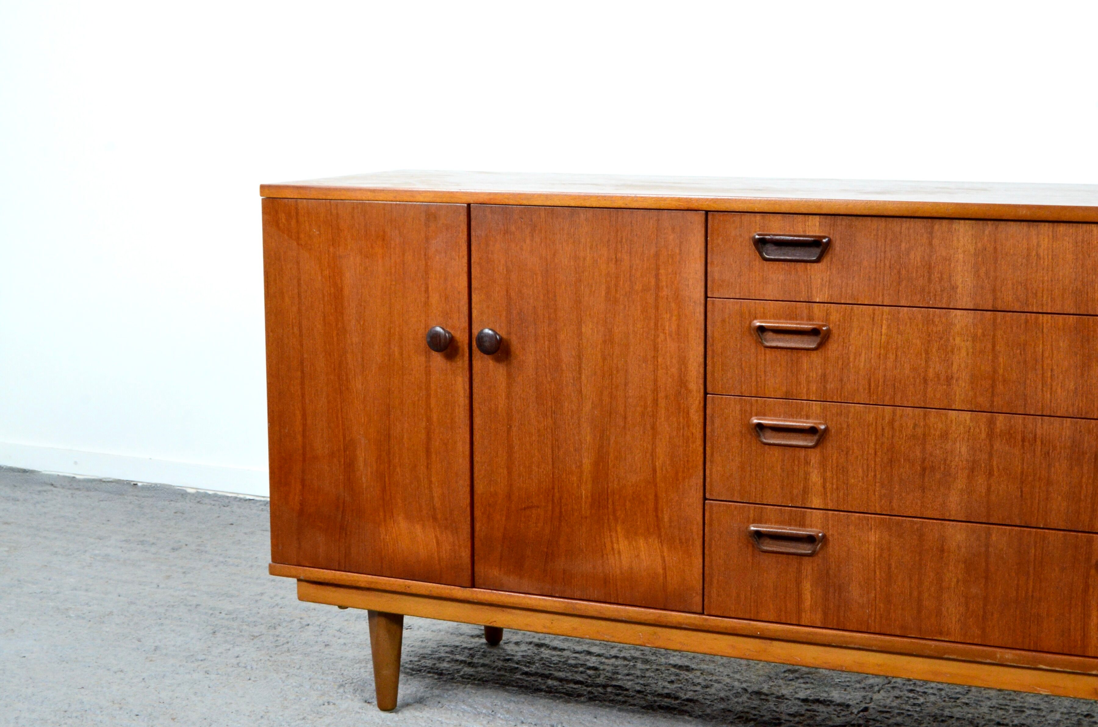 Midcentury tigerwood sideboard / long john. vintage modern / danish / retro / scandinavian style.