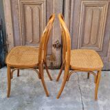 Pair of Thonet style bistro chairs in bentwood canework - 1930s