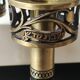 Pair of Hebrew Candlesticks. In antique gold-plated brass. Signed FFS Israel