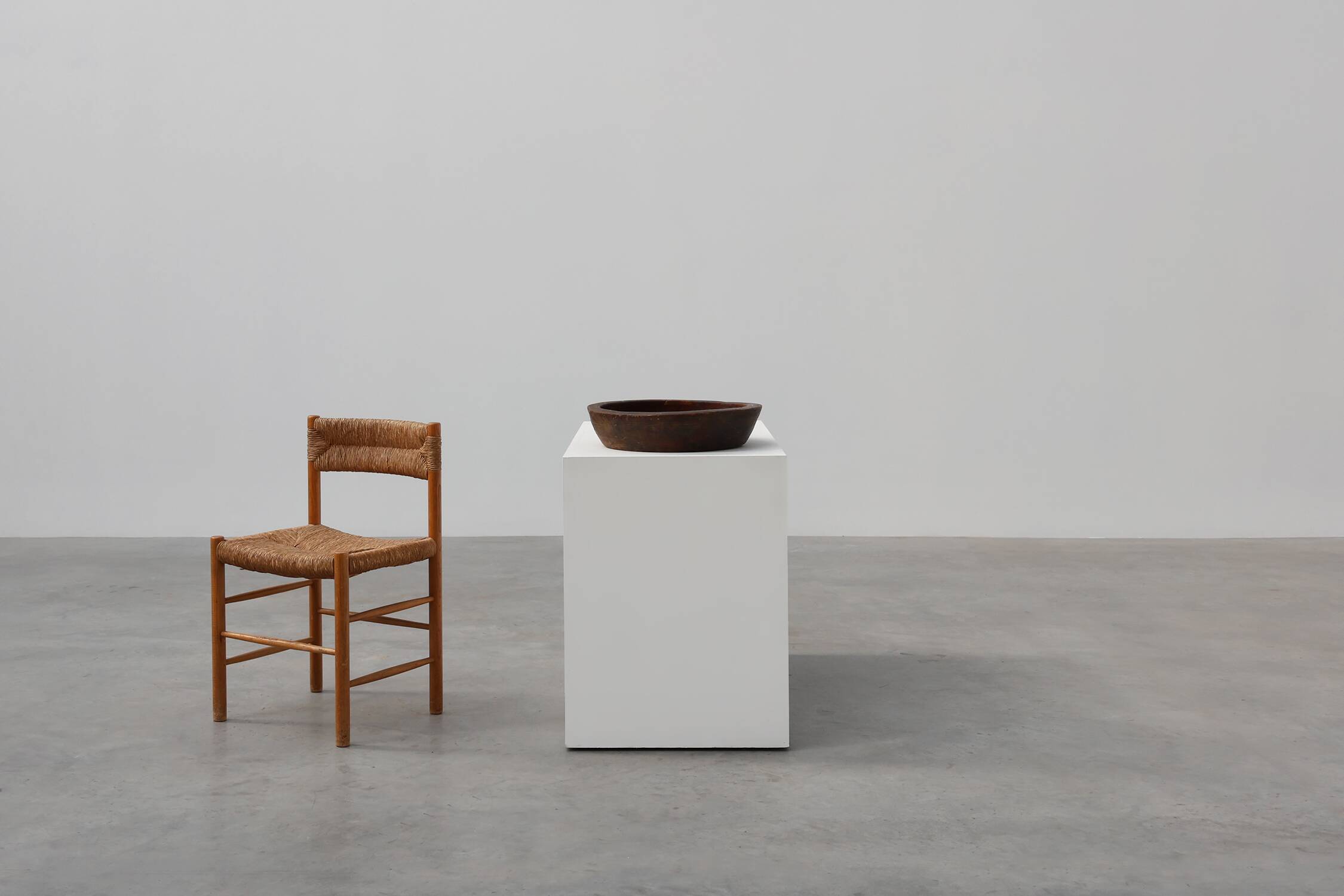 Large handcrafted solid wooden bowl in wabi wabi style, France ca. 1950