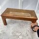 Tabouret bas, repose pieds bois et cannage