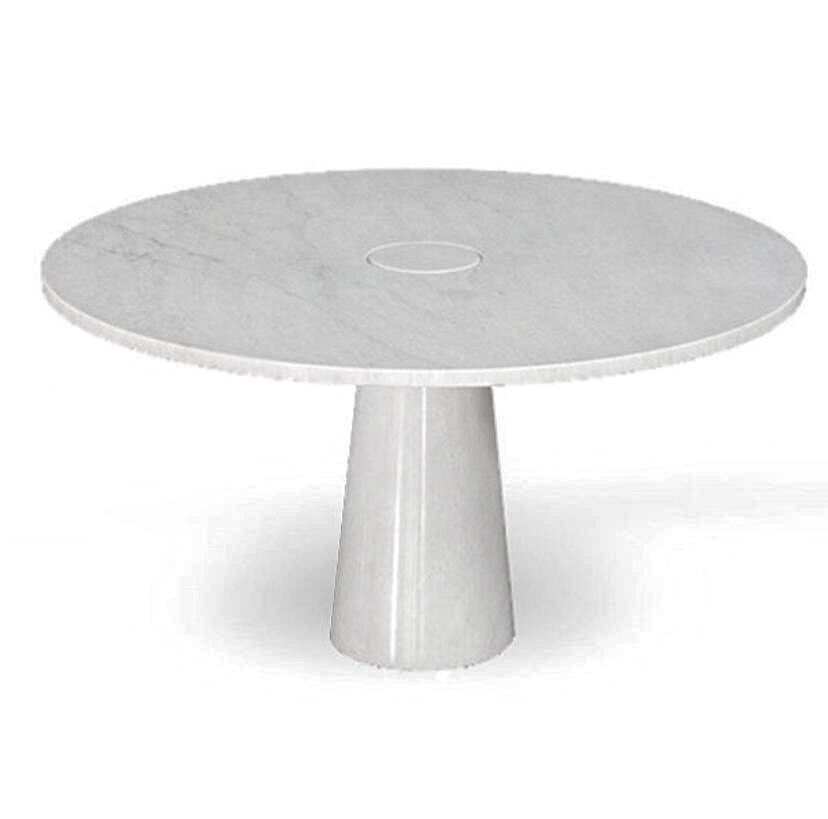 Eros round dining table in white Carrara marble, Italy, 70s in