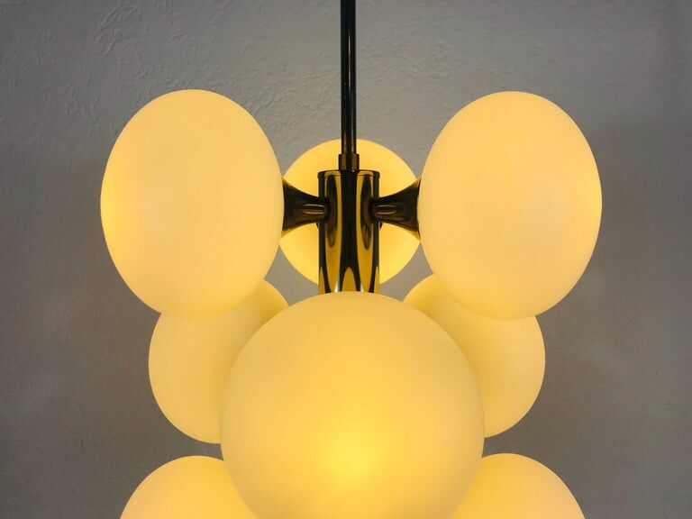 Kaiser chandelier with 9 arms in chrome, 1960s, Germany