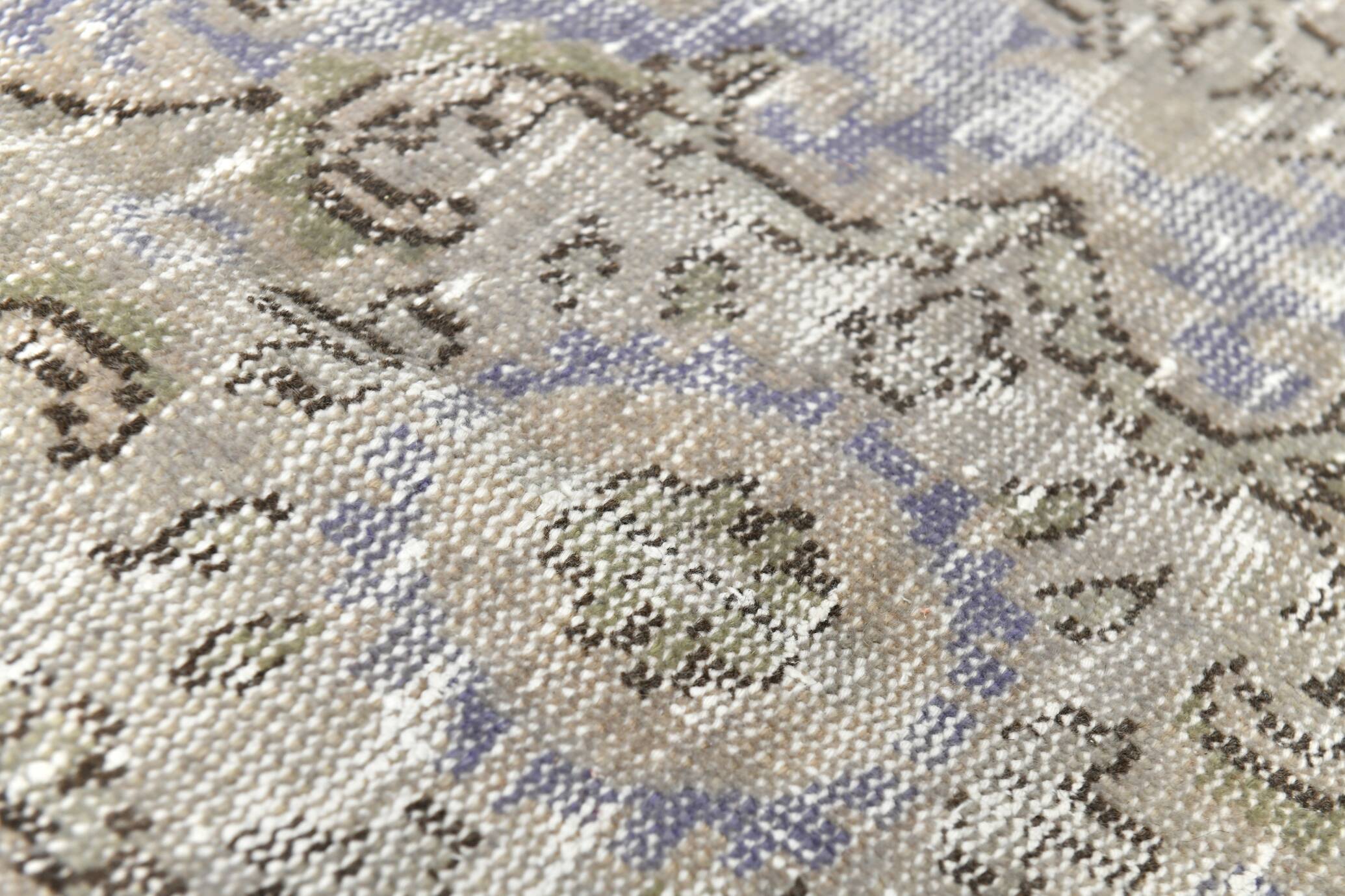 5x9 Rug For Living Room Gray Blue Handmade Wool Antique Turkish Rug, 156x264Cm