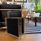 Gold metal, wood and black cotton magazine holder