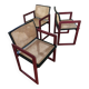Pascal Mourgue rare set of 3 caned sleigh armchairs in lacquered wood for vintage 80s triconfort