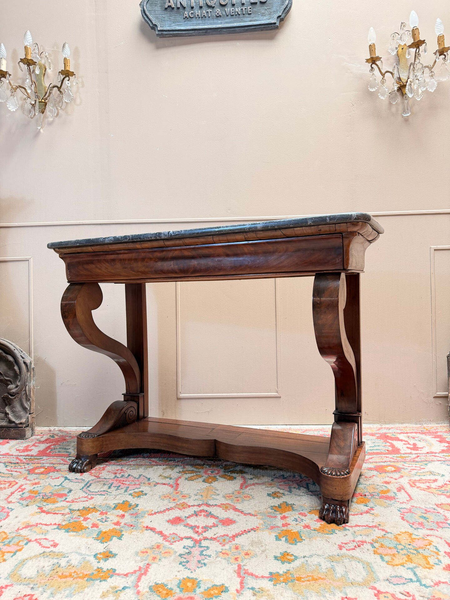 CONSOLE IN MAHOGANY FROM THE RESTORATION PERIOD 19TH CENTURY