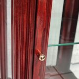 Showcase low glass beveled exotic wood