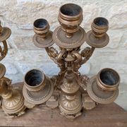 Pair of metal candelabra candle holders with 5 branches, 41cm