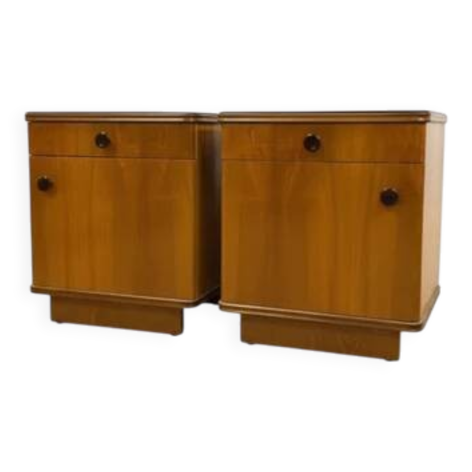 Ensemble de 2 tables de chevet rétro, en bois plaqué, années 1960