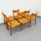 Set of 6 vintage teak Danish rope chairs Gessef Consorzio Sedie Friuli