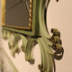 Miroir en plomb avec console en fer forgé laqué en vert pistache et or, Art Déco,