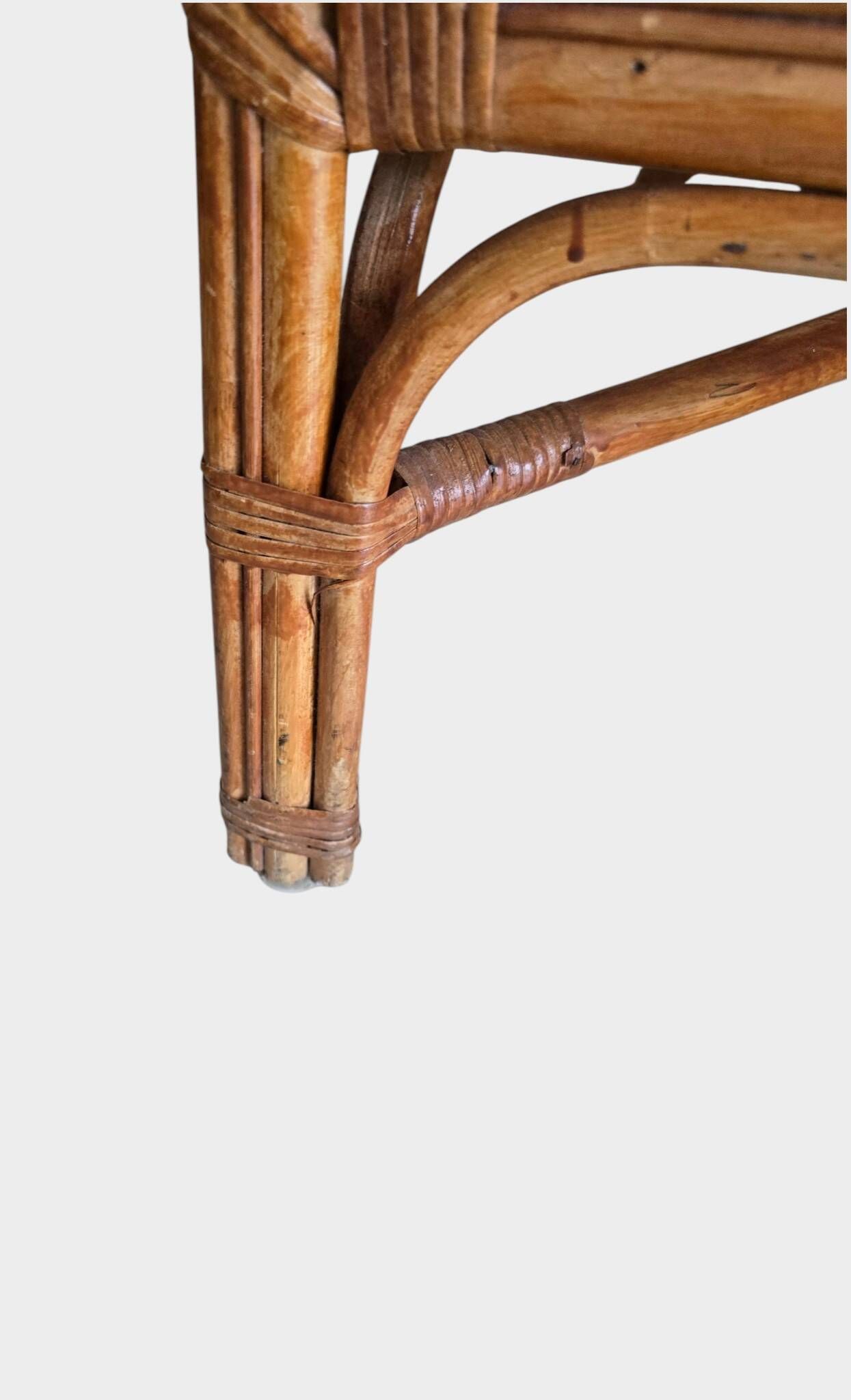 Pair of vintage rattan and cane armchairs – 1960s/70s Pair of f